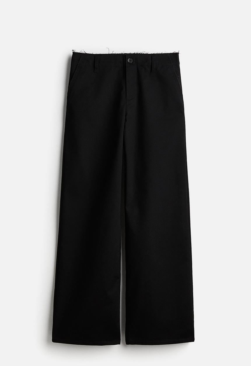 H&M - Raw-edge twill chinos - black