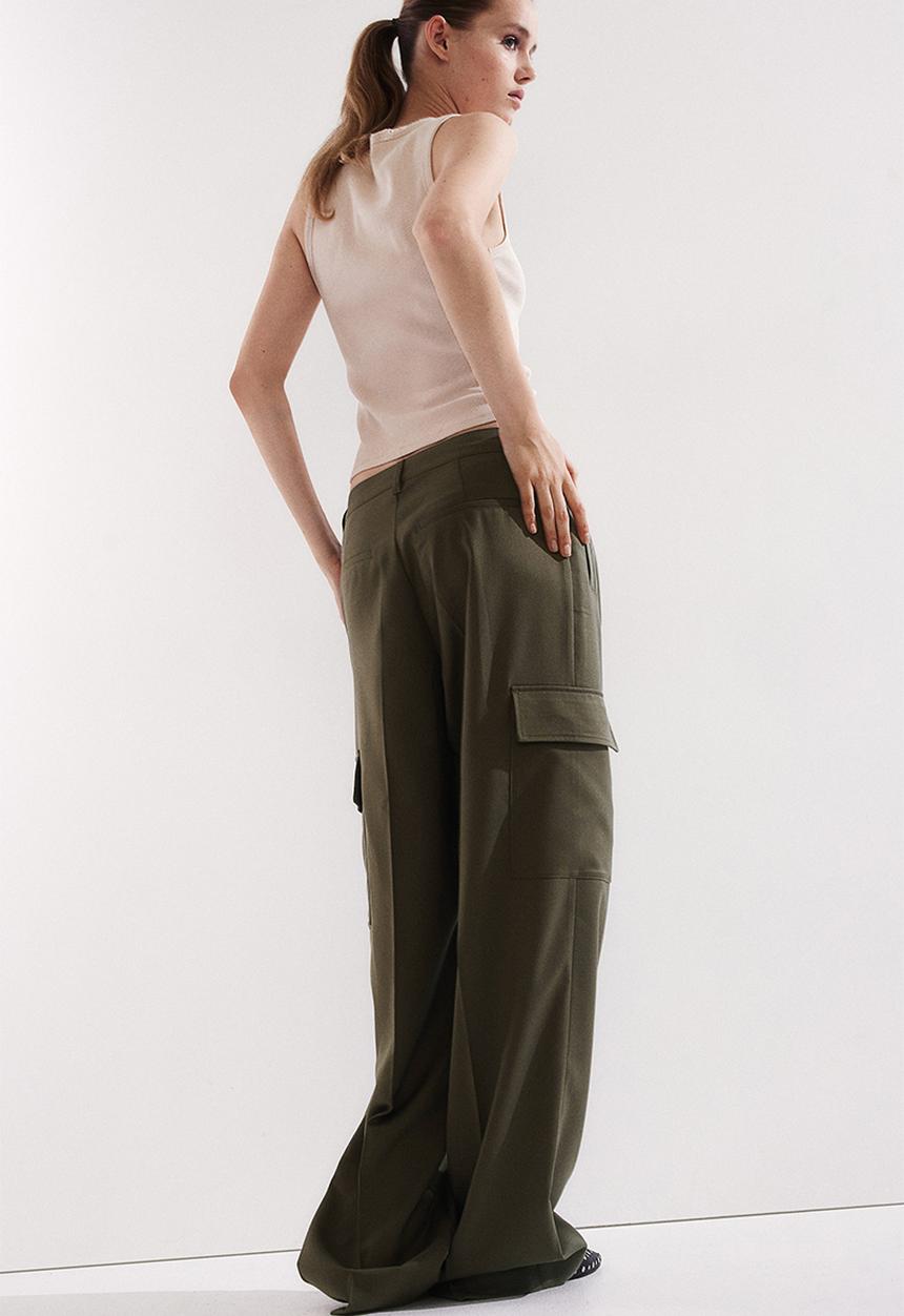 H&M - Wide cargo trousers - khaki green