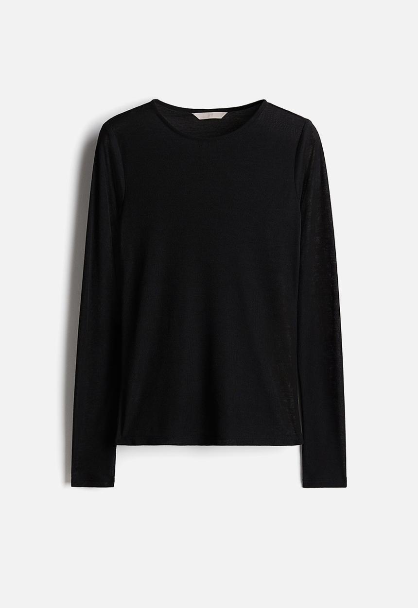 H&M - Sheer jersey top - black
