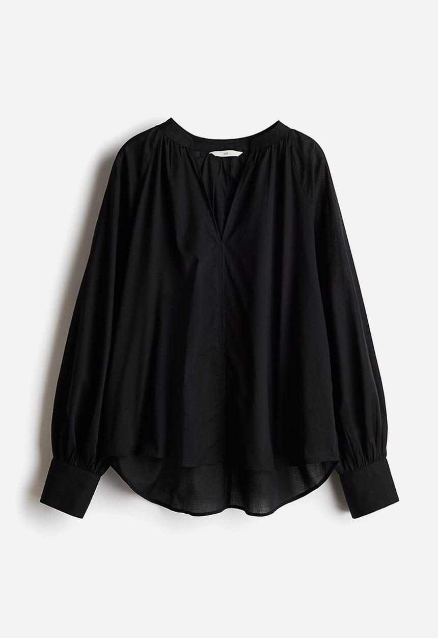 H&M - Balloon-sleeved blouse - black