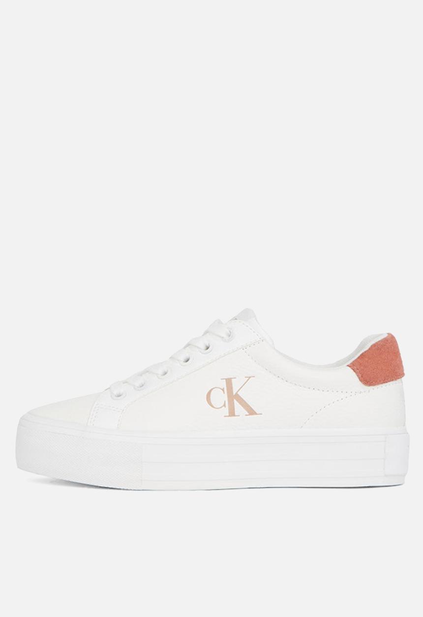 Calvin Klein - Bold Vulc Flatform Low Lth ML - Bright White/Tuscany