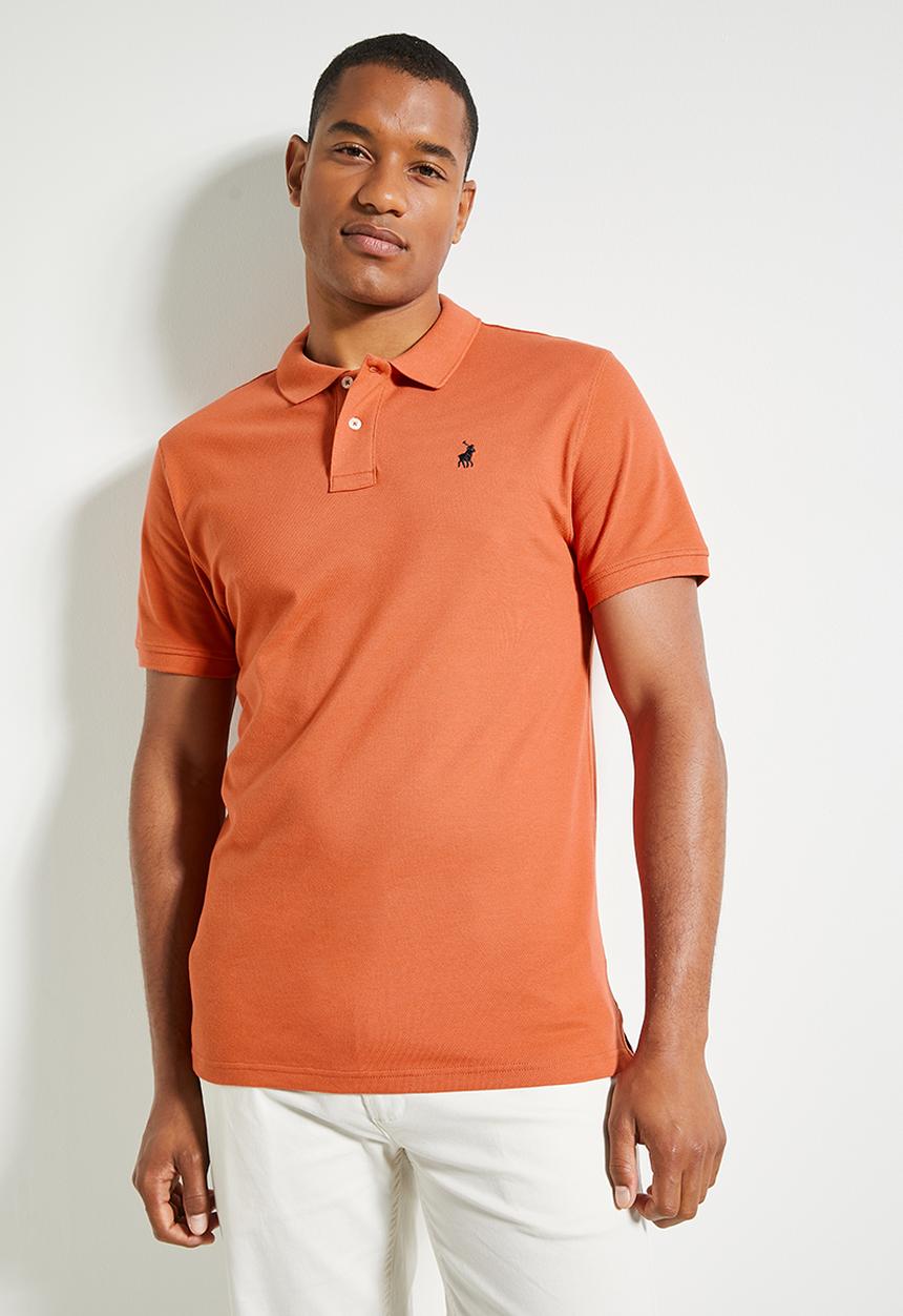 POLO - Mens Essential Pique Short Sleeve Golfer - Orange