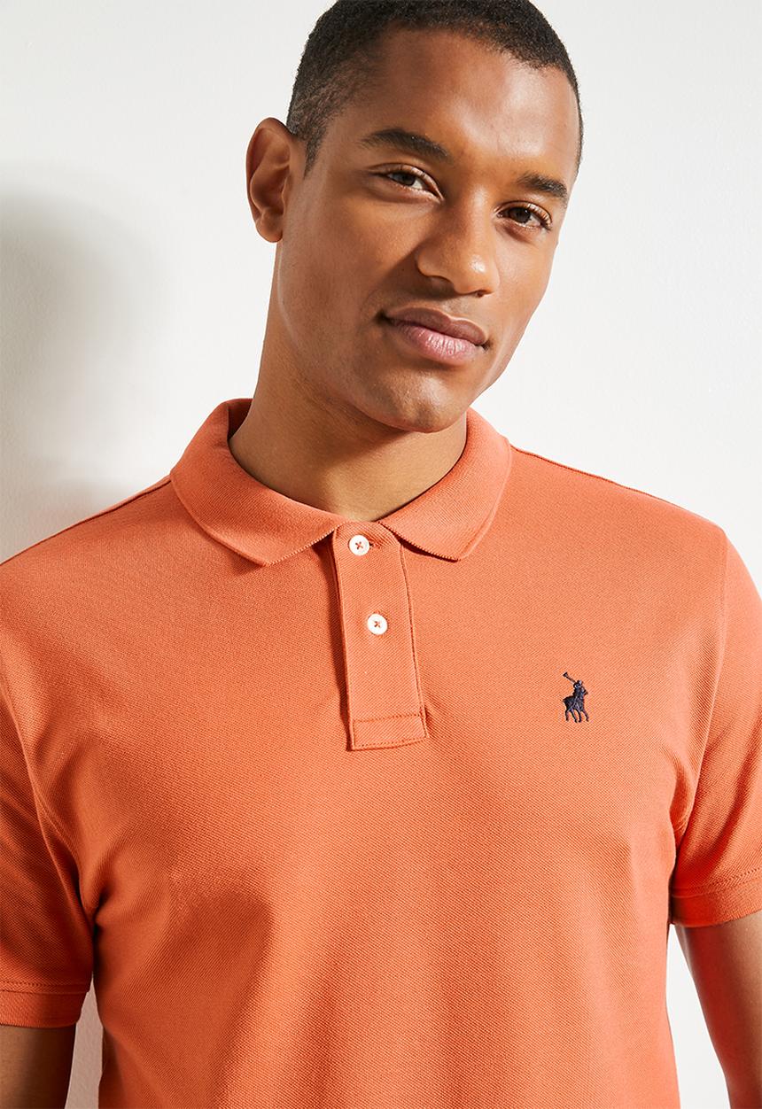 POLO - Mens Essential Pique Short Sleeve Golfer - Orange