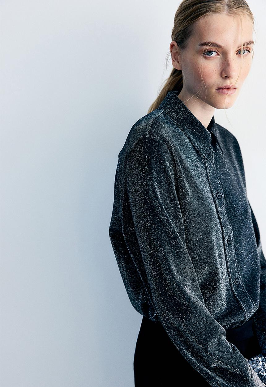 H&M - Glittery shirt - black