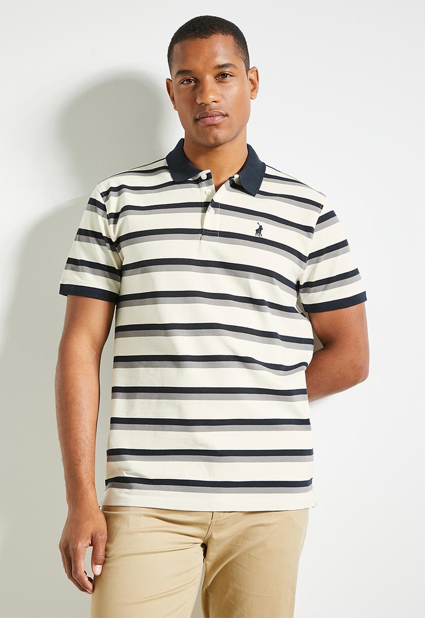 POLO - Mens Striped Short Sleeve Golfer - Multi