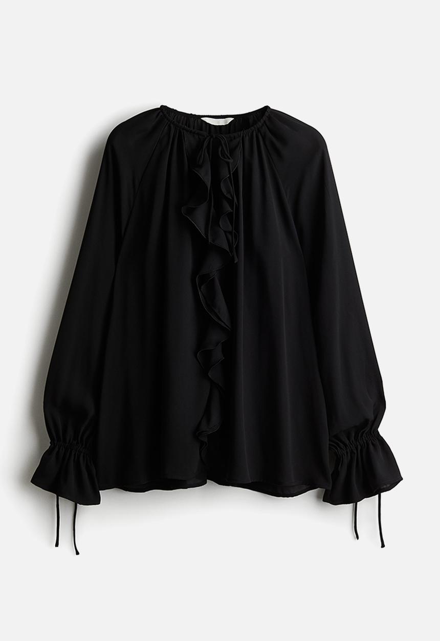 H&M - Frilled blouse - black