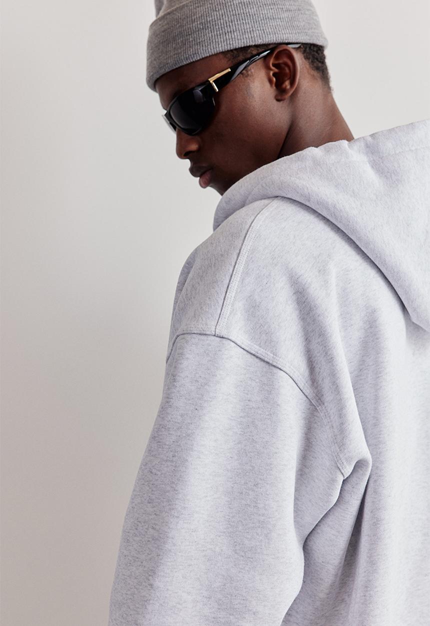 H&M - Oversized fit zip-through hoodie - light grey marl