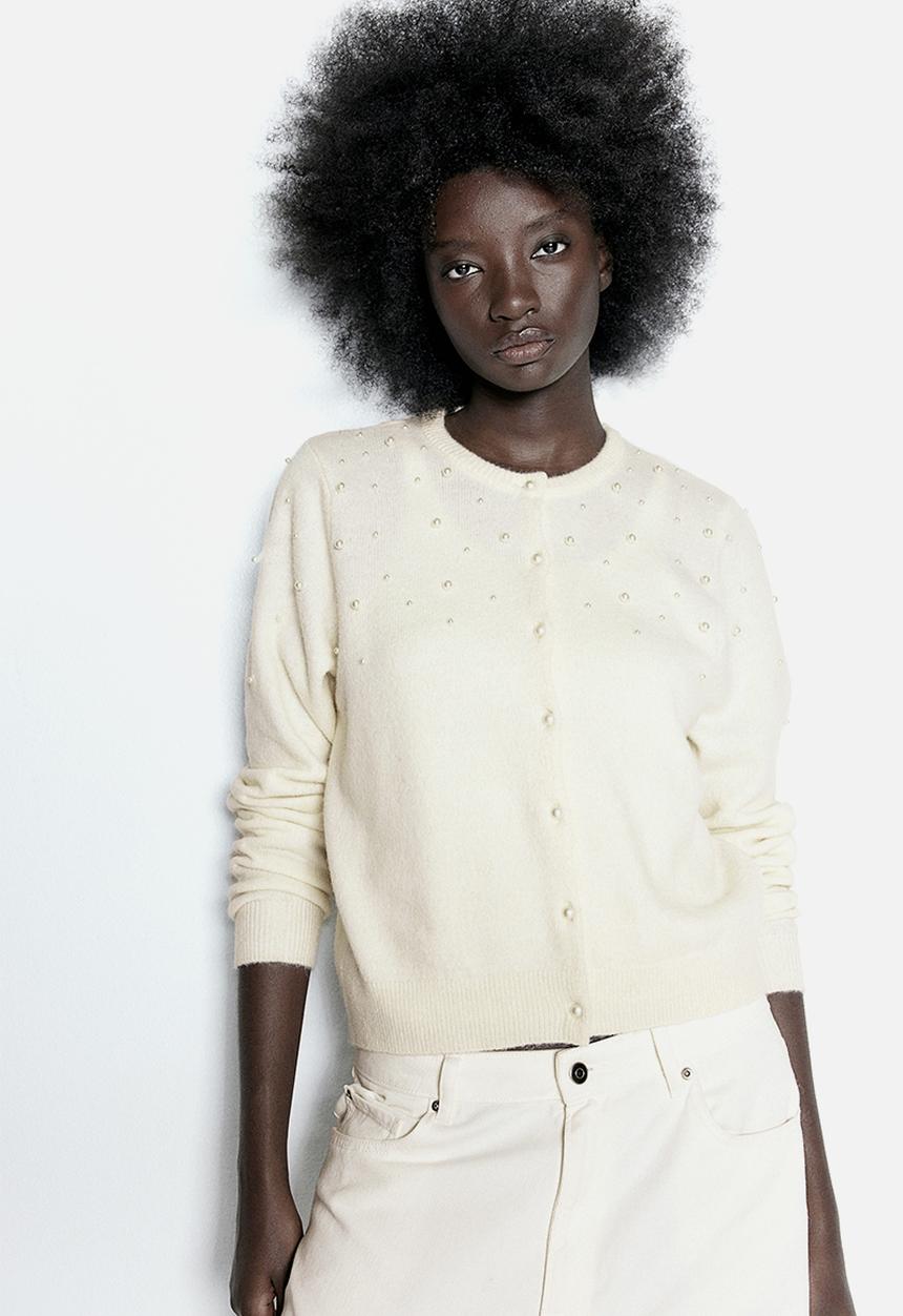 H&M - Embellished cardigan - cream