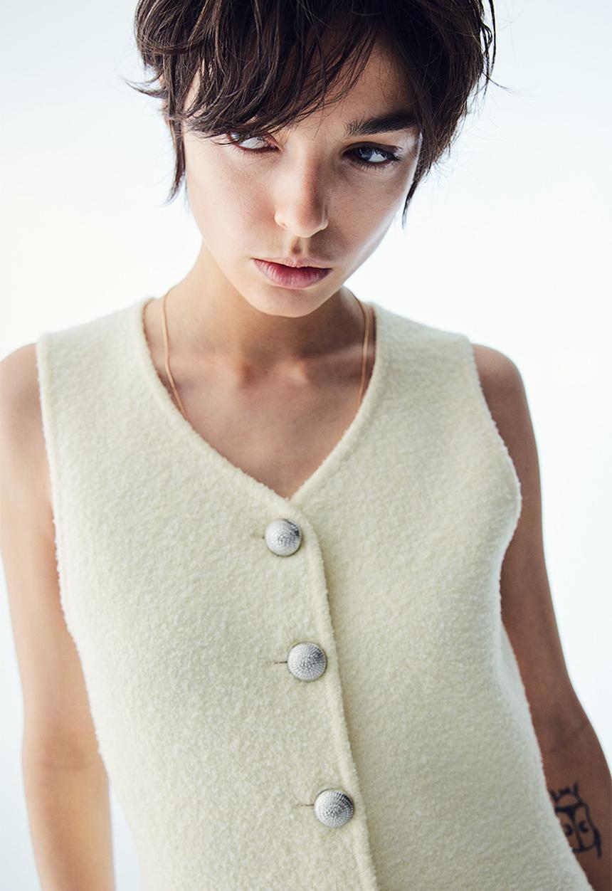 H&M - Wool-blend knitted waistcoat - cream