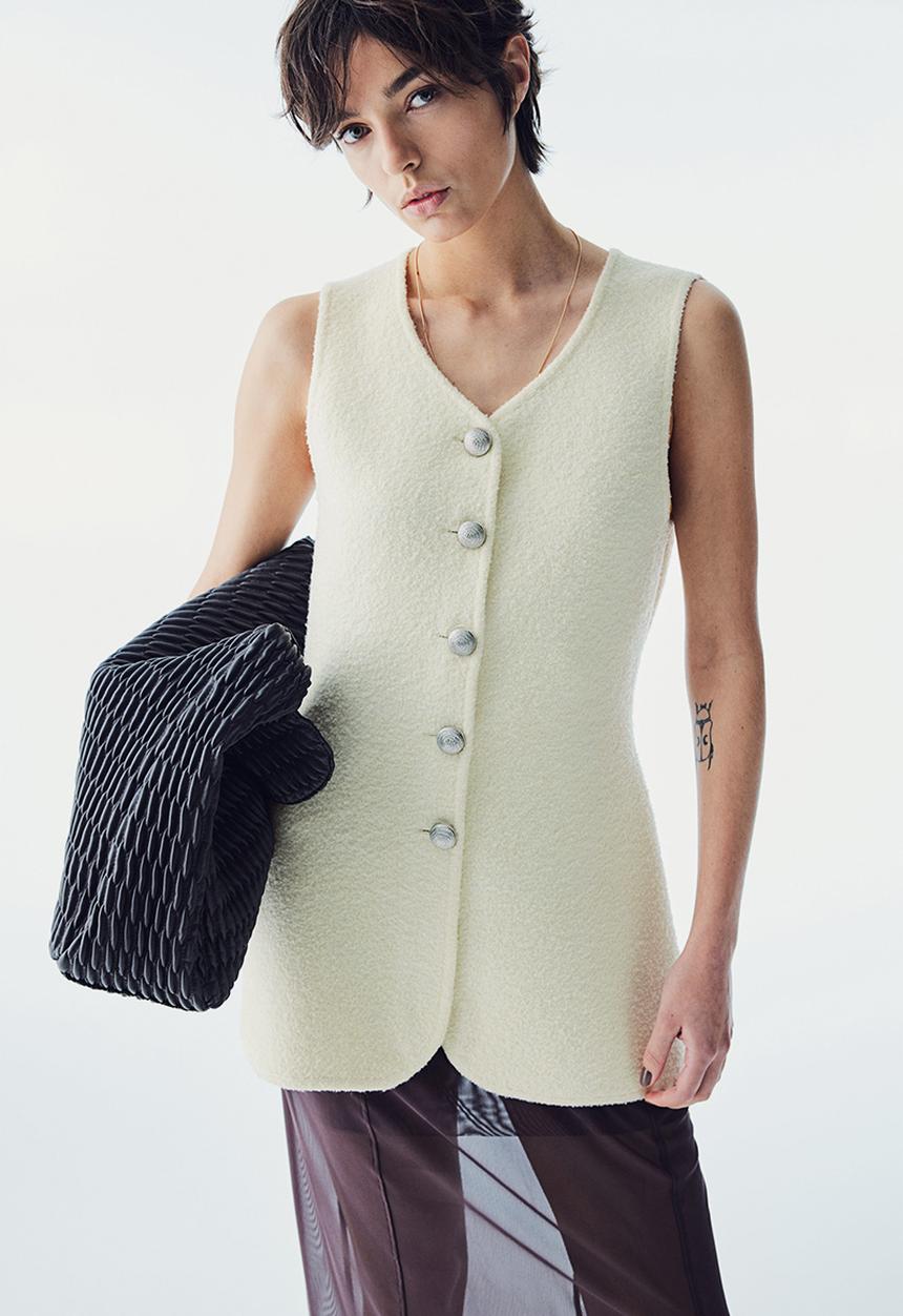 H&M - Wool-blend knitted waistcoat - cream