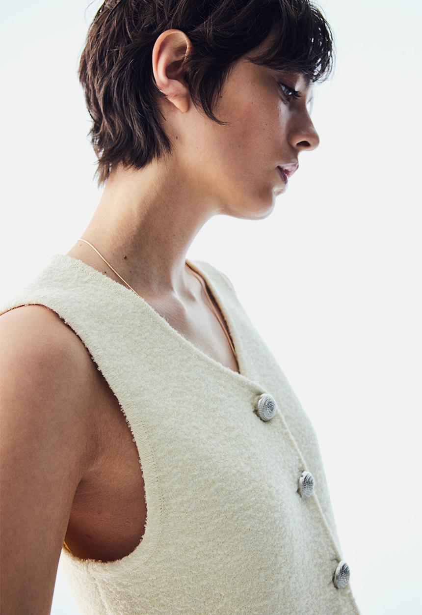 H&M - Wool-blend knitted waistcoat - cream