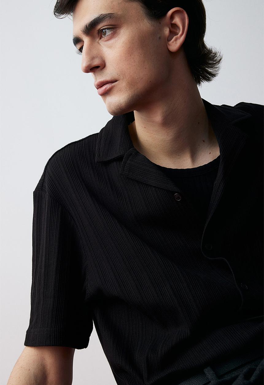 H&M - Regular fit knitted resort shirt - black