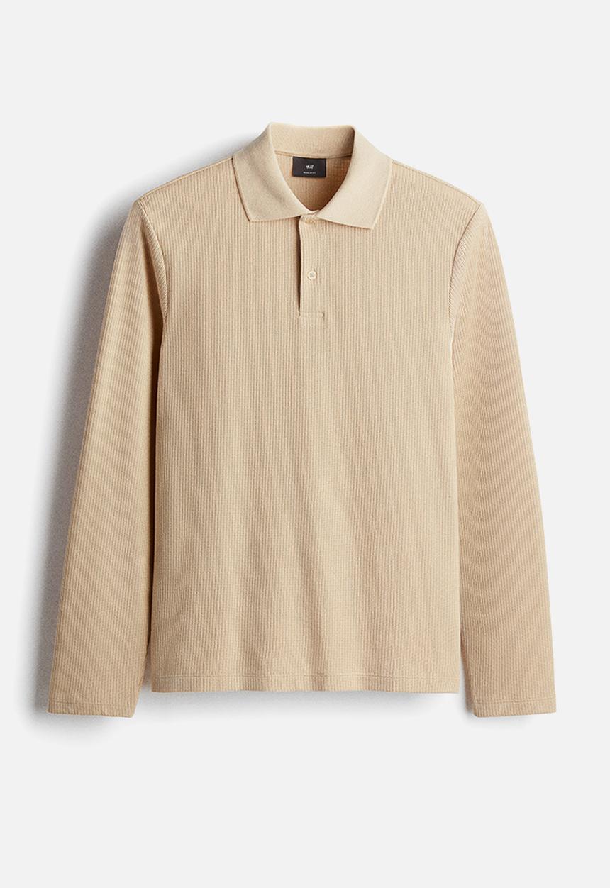H&M - Regular fit ribbed polo shirt - beige