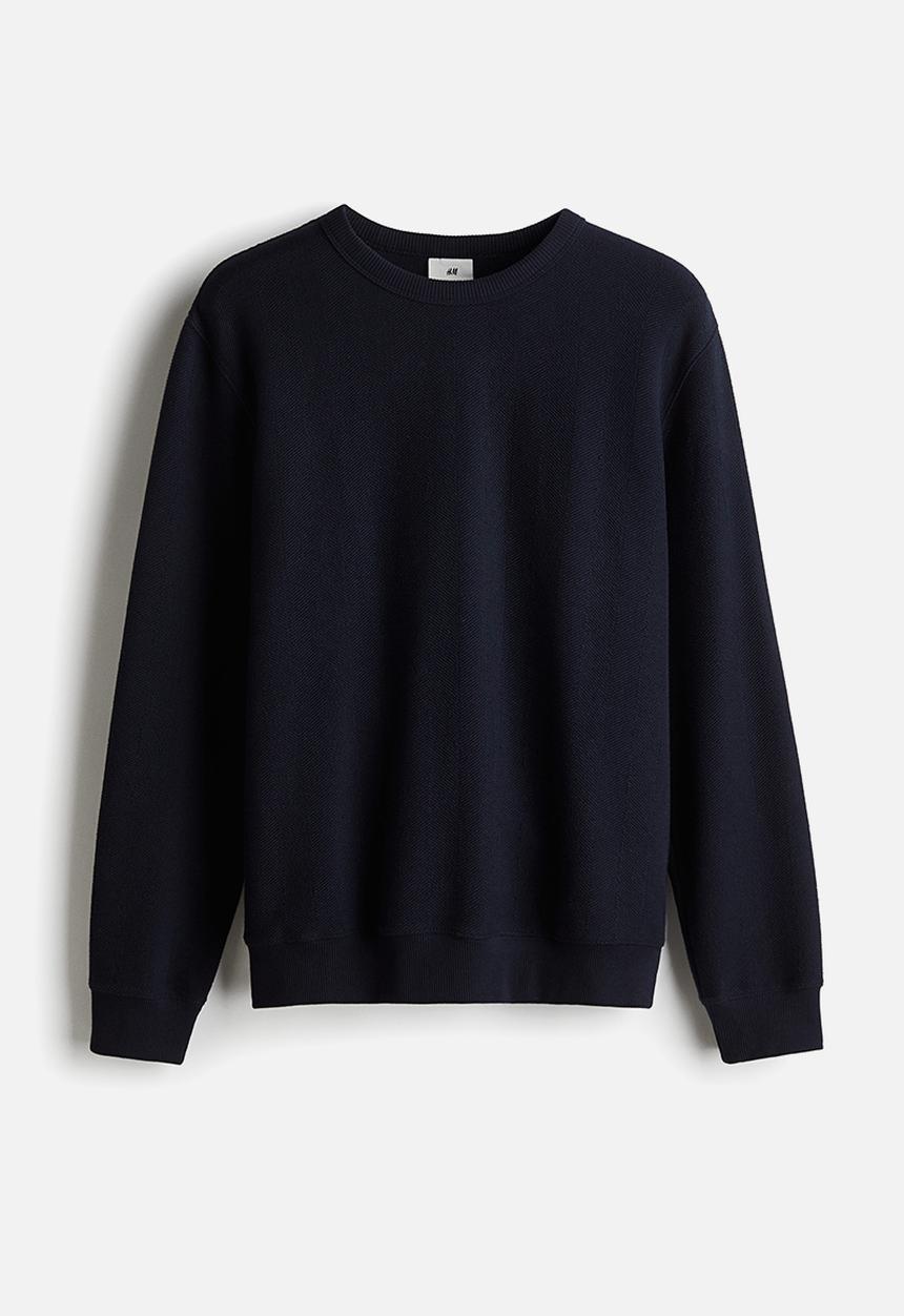 H&M - Regular fit herringbone-patterned sweatshirt - navy blue