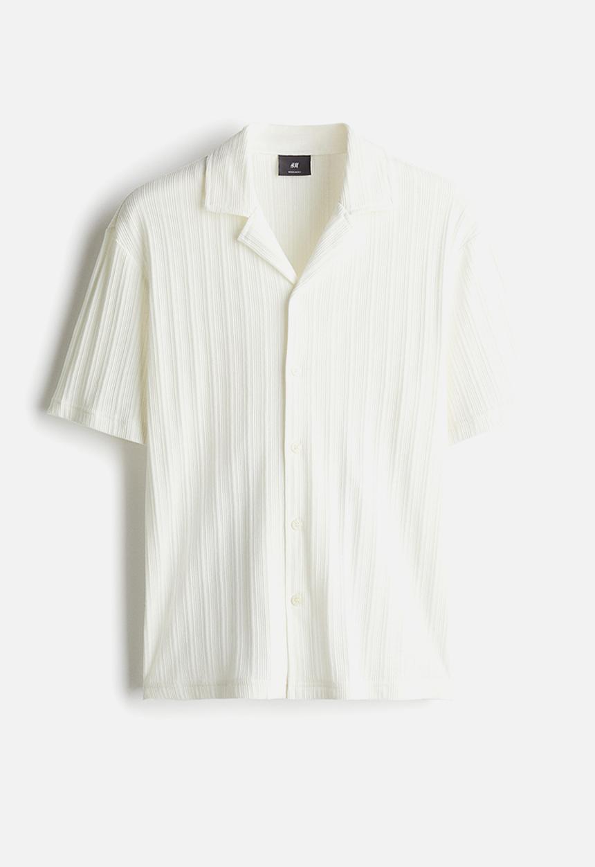 H&M - Regular fit knitted resort shirt - white