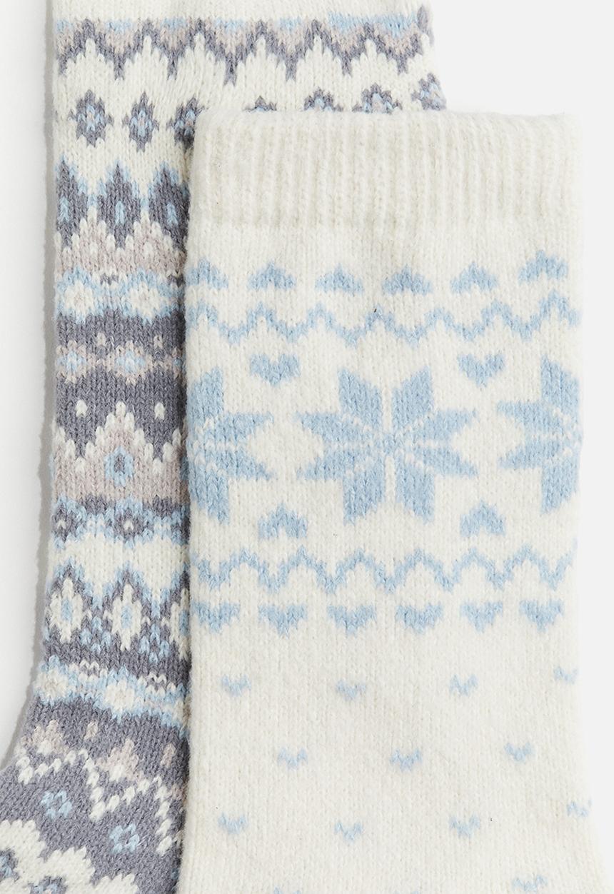 H&M - 2-Pack socks - cream/patterned