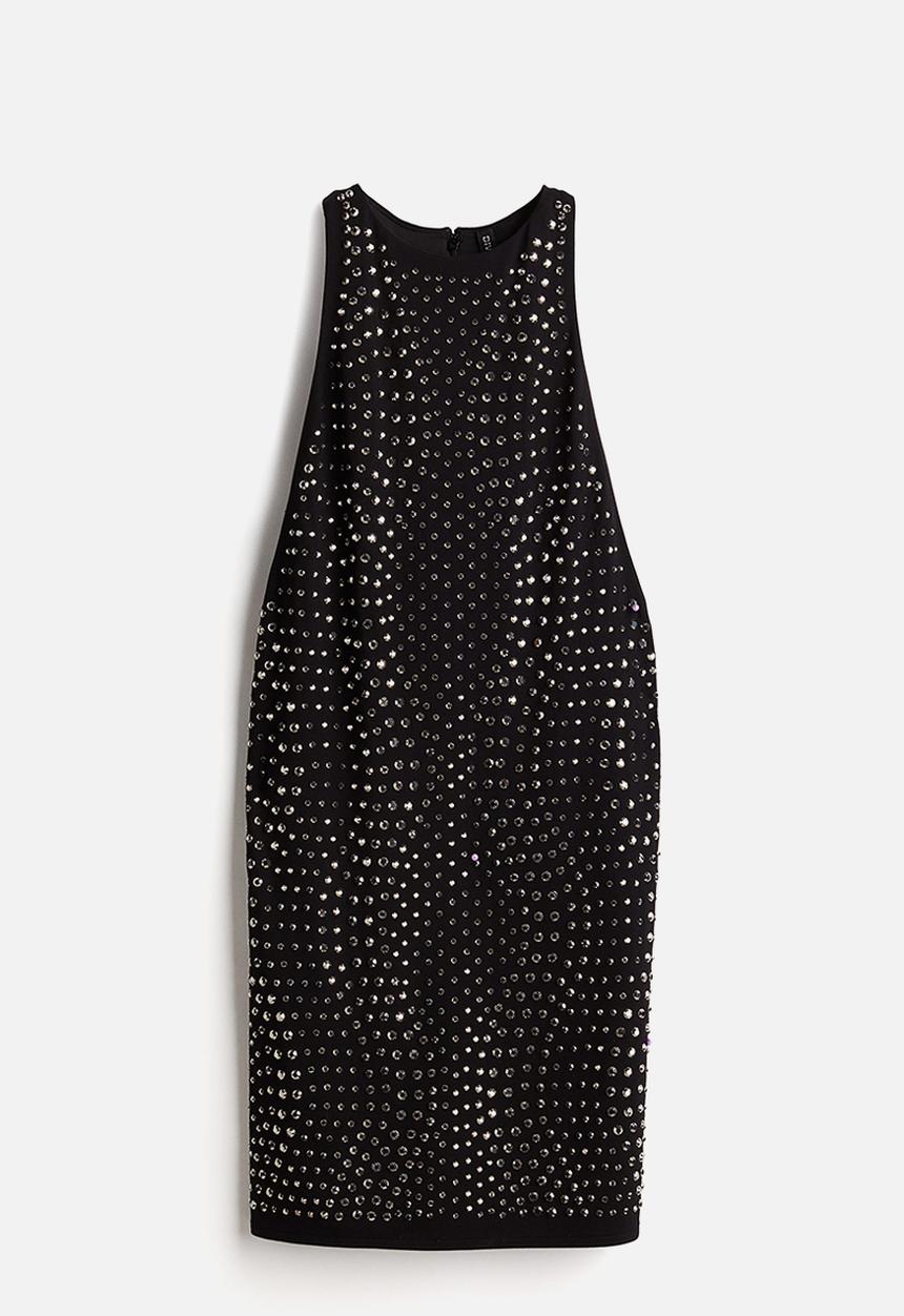 H&M - Embellished sleeveless dress - black & silver-coloured