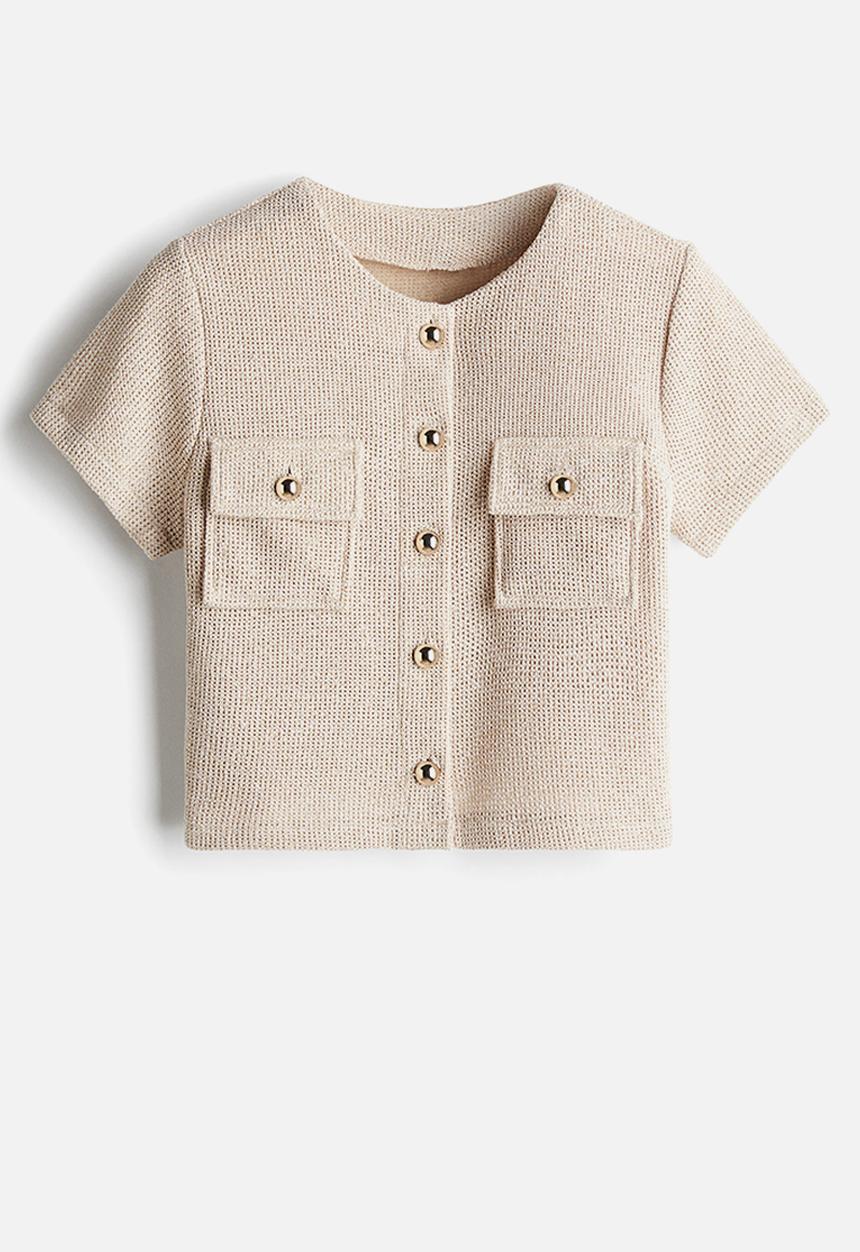 H&M - Waffled jersey top - light beige