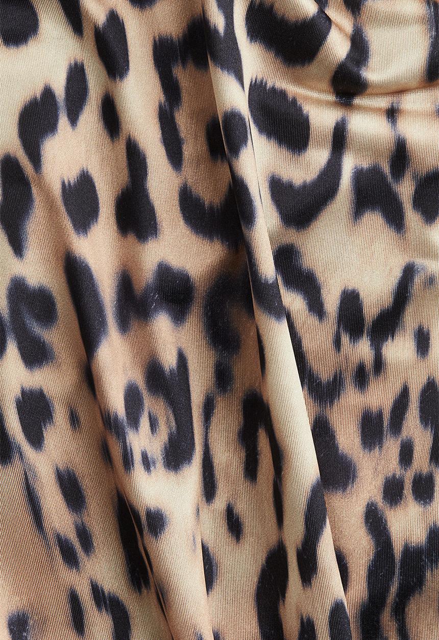 H&M - Turtleneck jersey top - light beige & leopard print