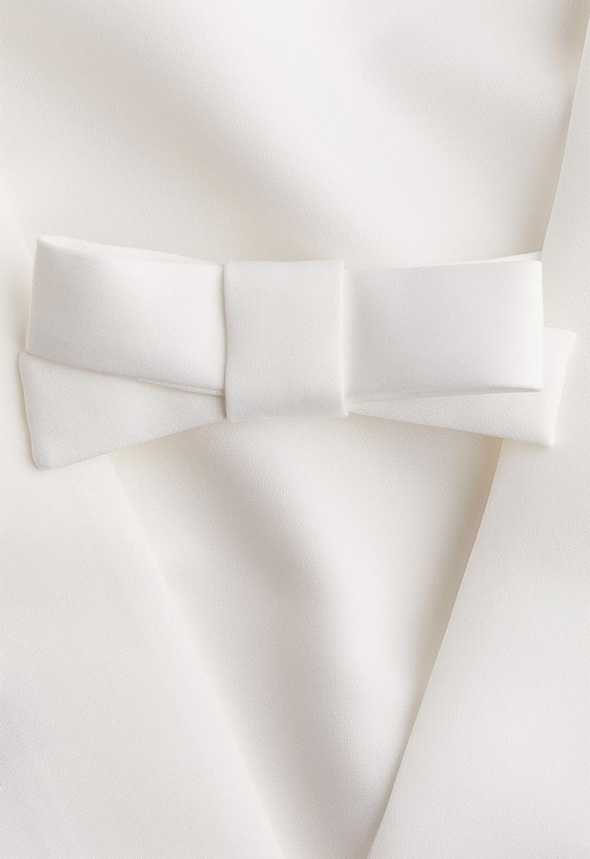H&M - Bow-detail deep-back top - cream