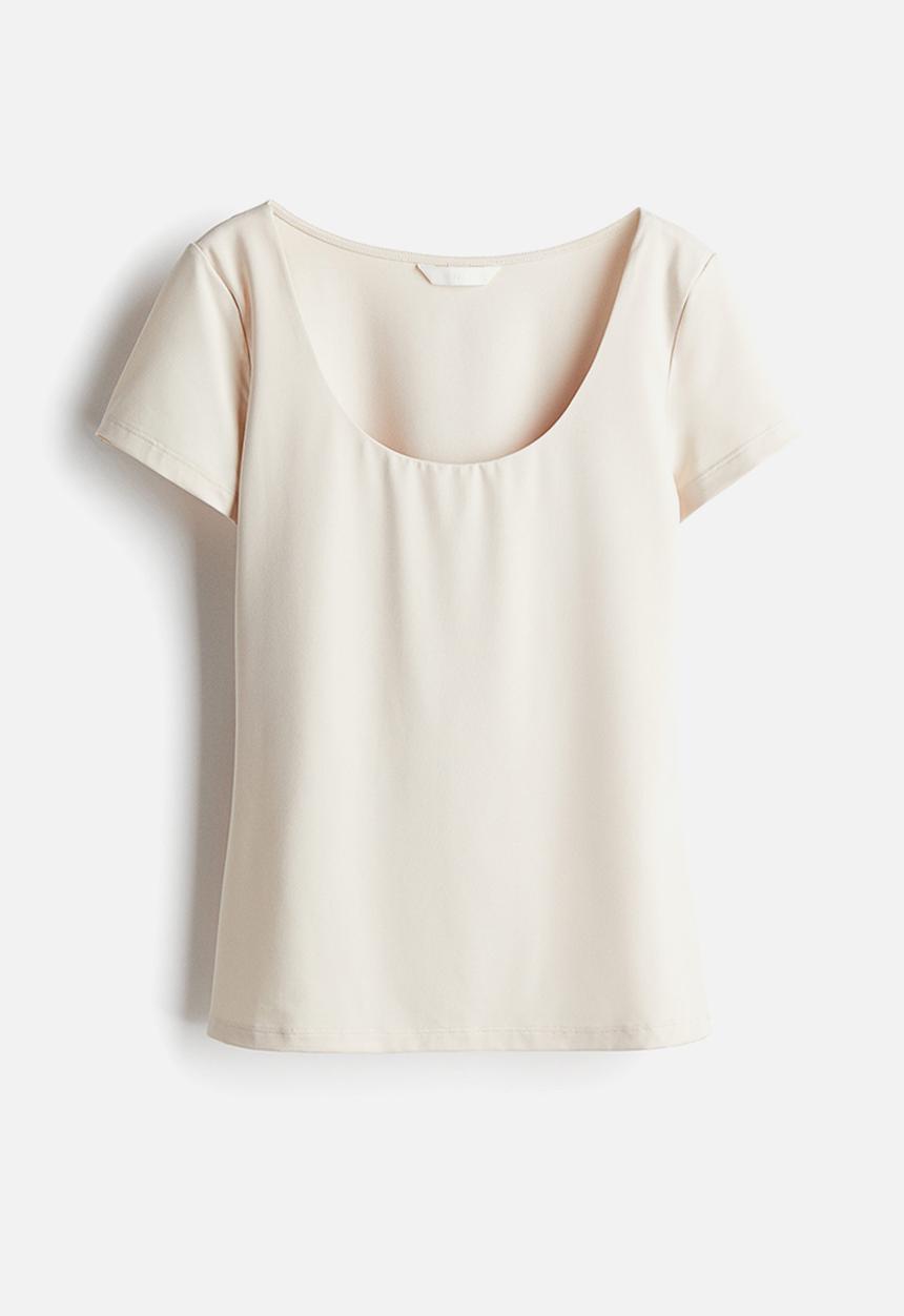 H&M - Scoop-neck top - light beige