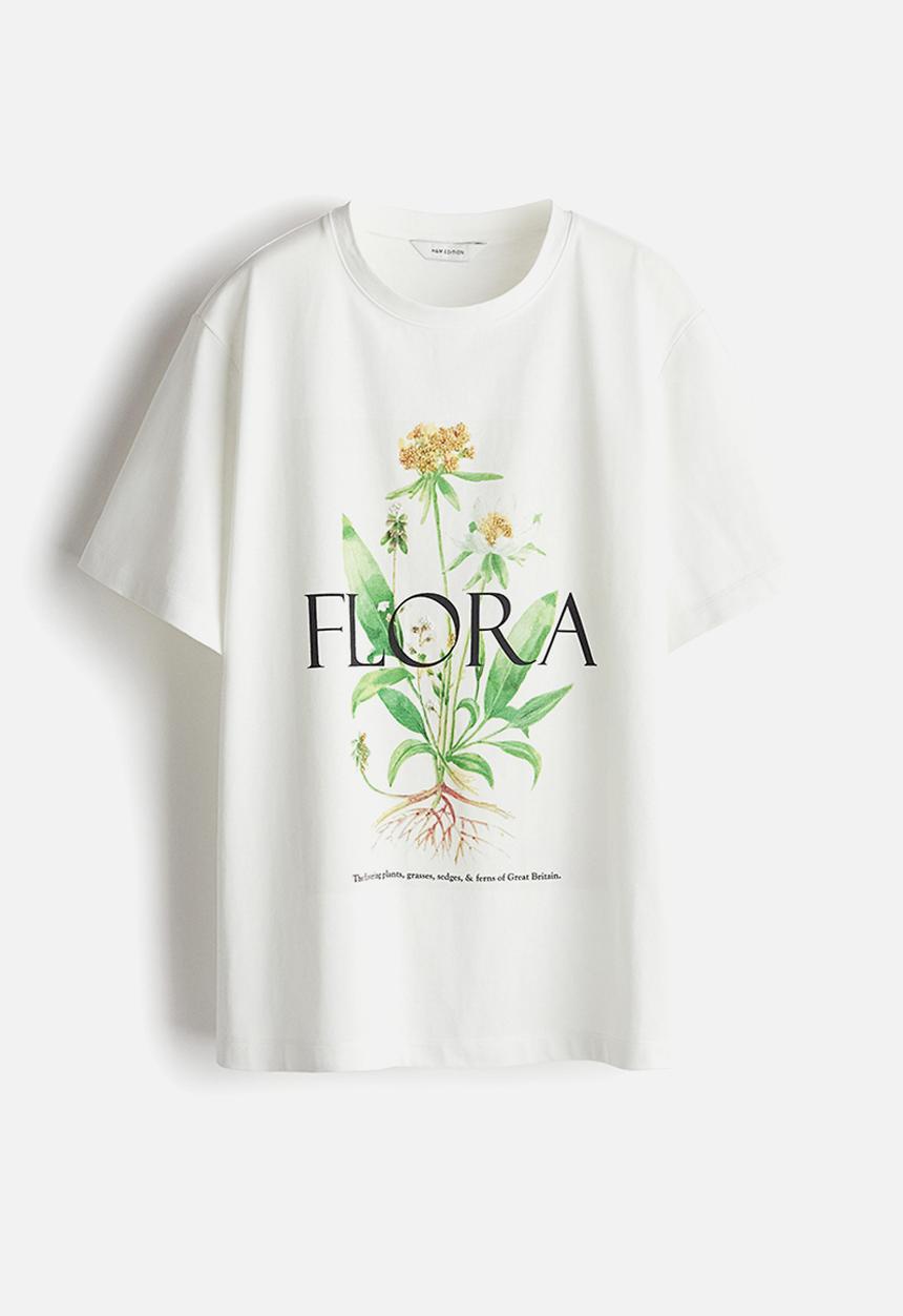 H&M - Bead-embellished t-shirt - white flora
