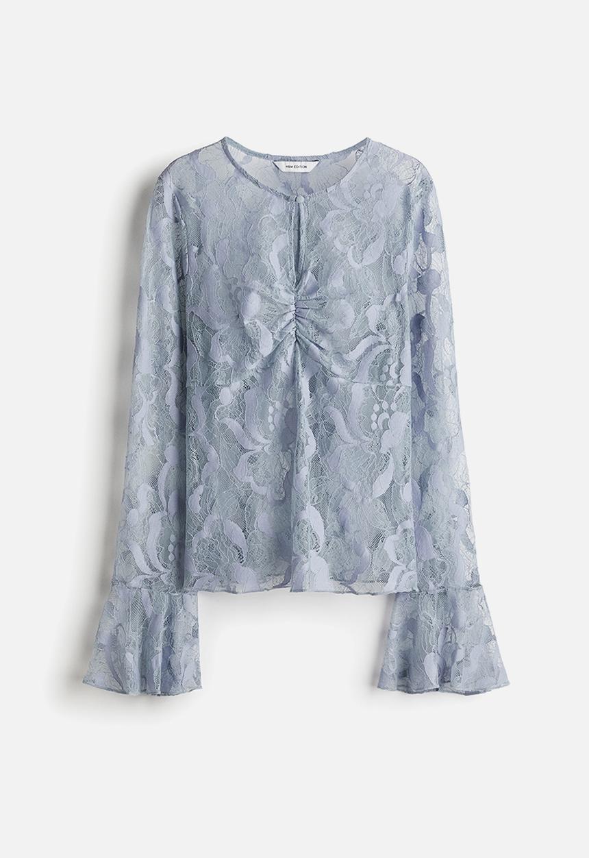 H&M - Lace blouse - light dusty blue