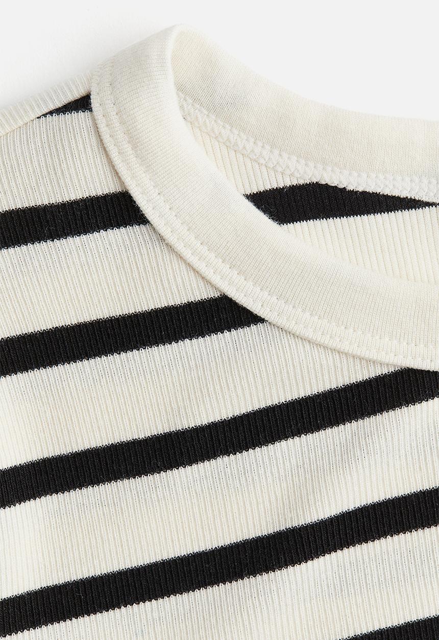 H&M - Ribbed jersey top - white,multi