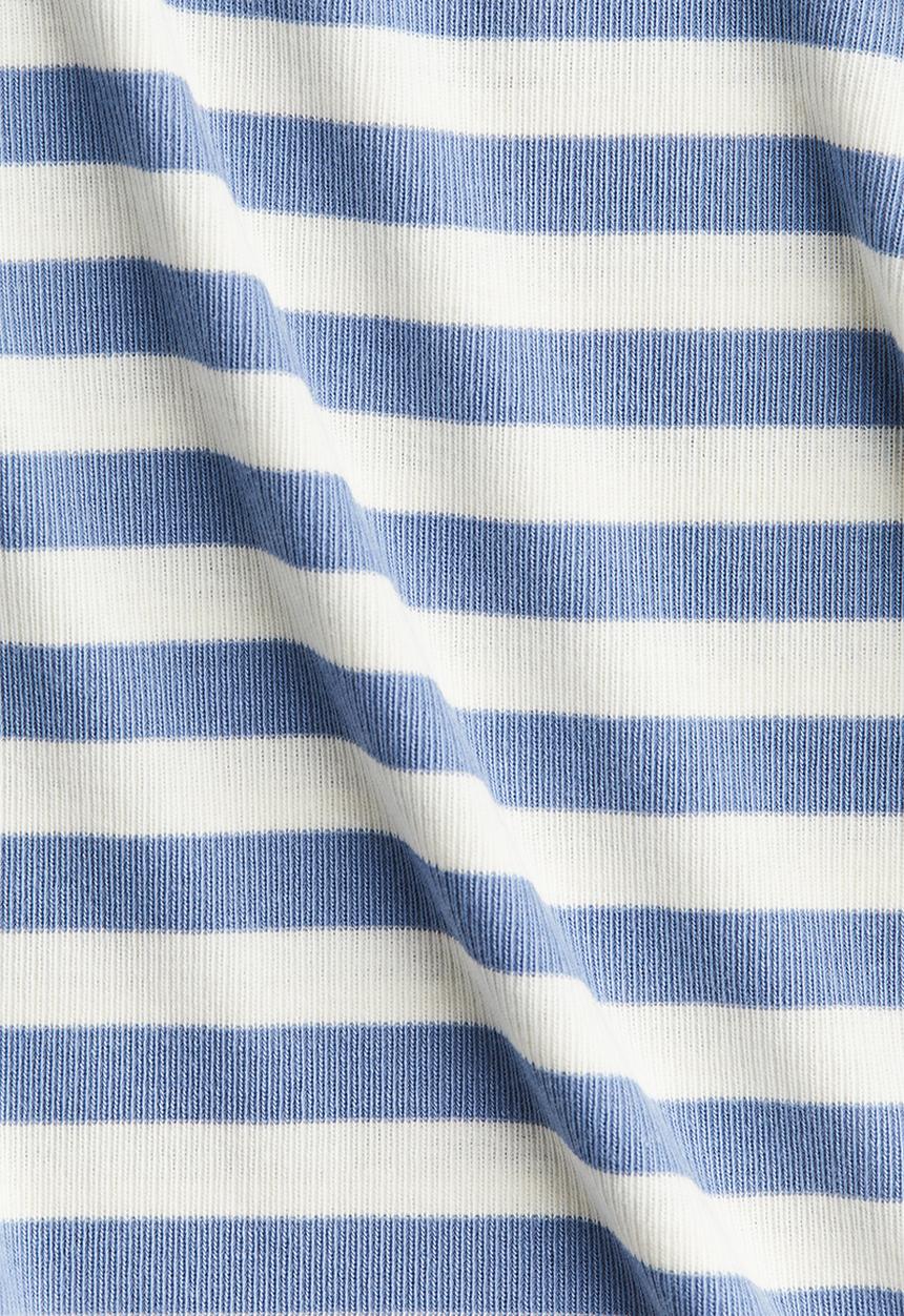 H&M - Ribbed jersey top - dusty blue/striped 