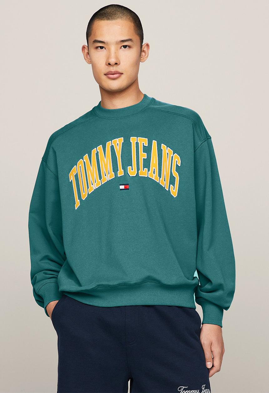 Tommy Hilfiger - Tjm boxy pop varsity crew - Timeless Teal