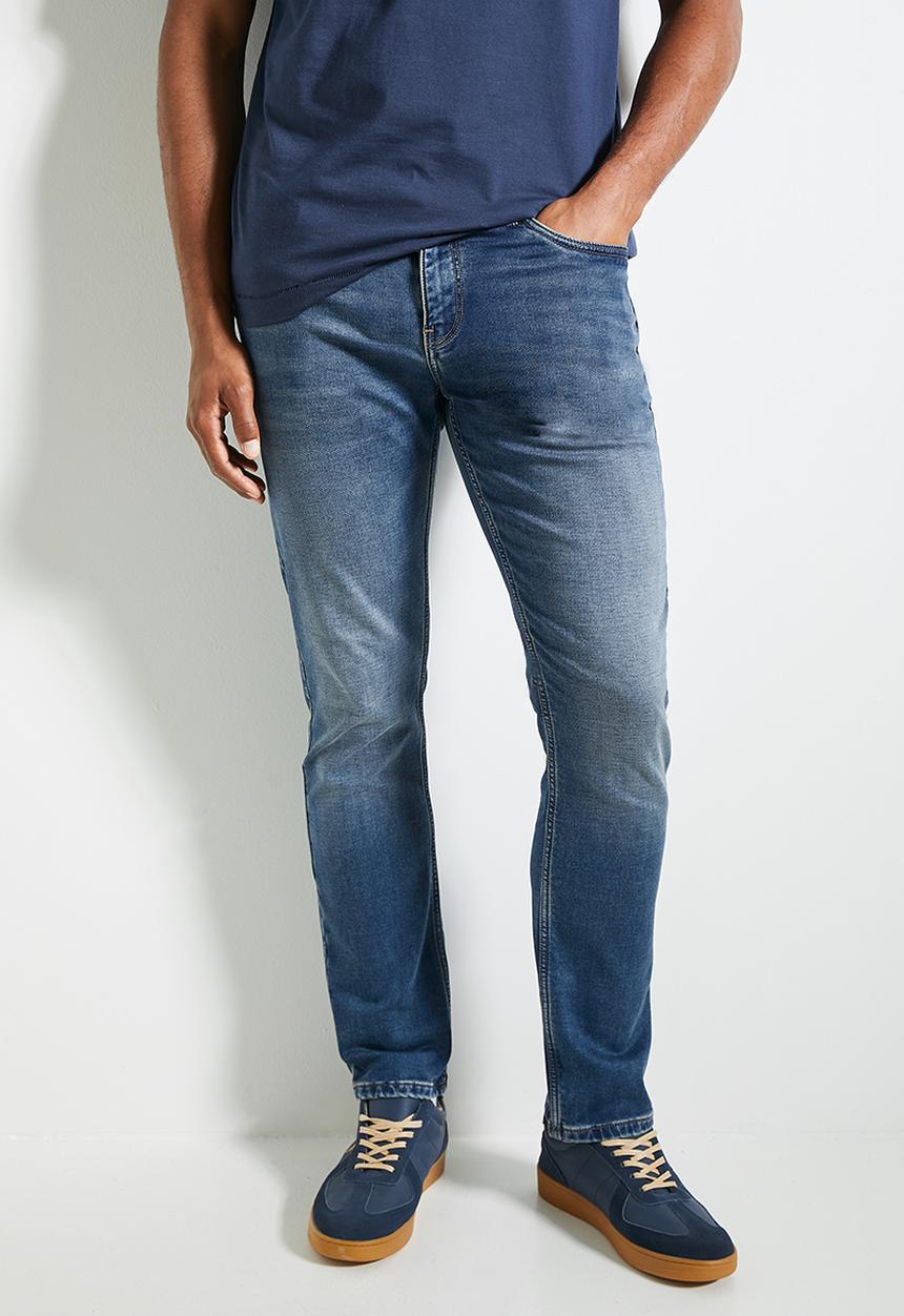 POLO - Mens Knitted Slim Leg Denim - Medium Wash