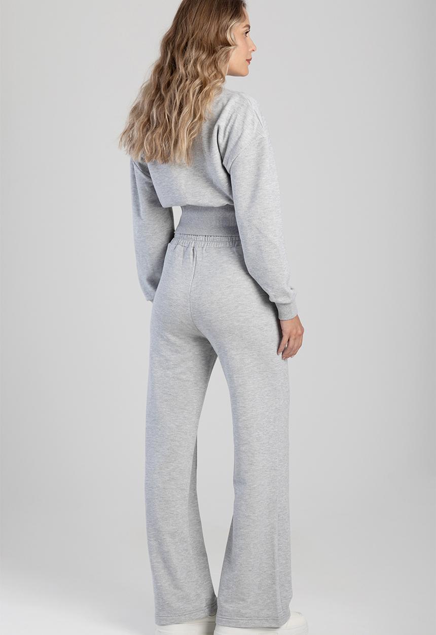 SISSY BOY - Fables: Glitter Fleece Wide Leg Sweat Pants - Light Grey Melange