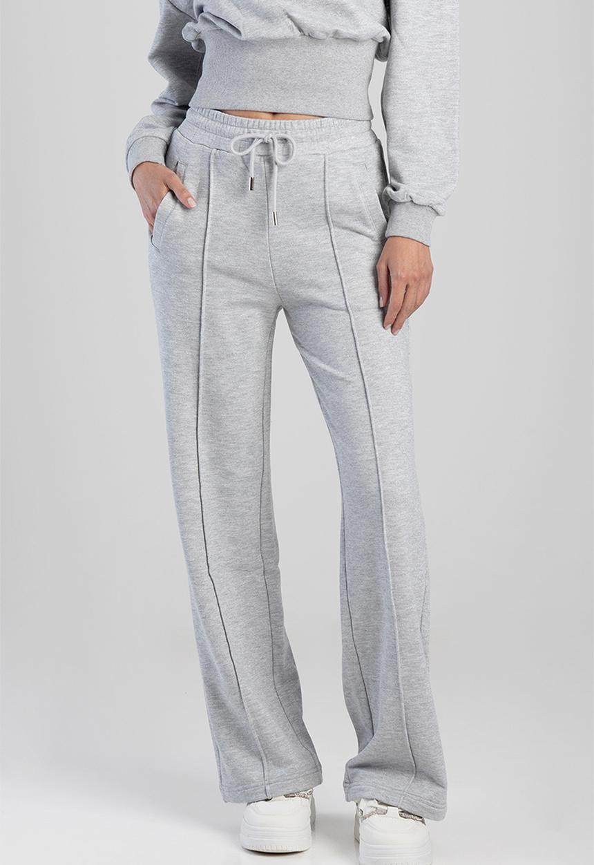 SISSY BOY - Fables: Glitter Fleece Wide Leg Sweat Pants - Light Grey Melange