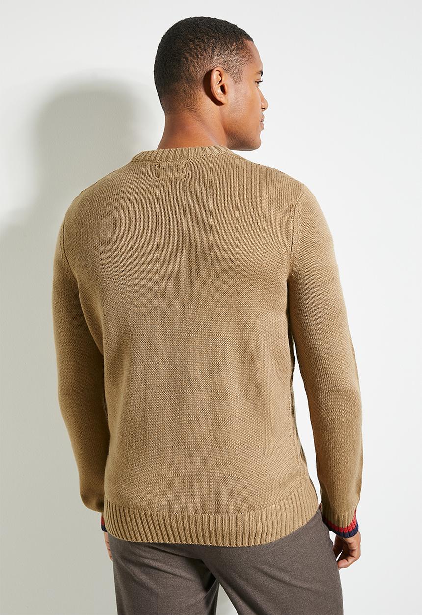 Ben Sherman - Cable Textured Crew - Lt Brown