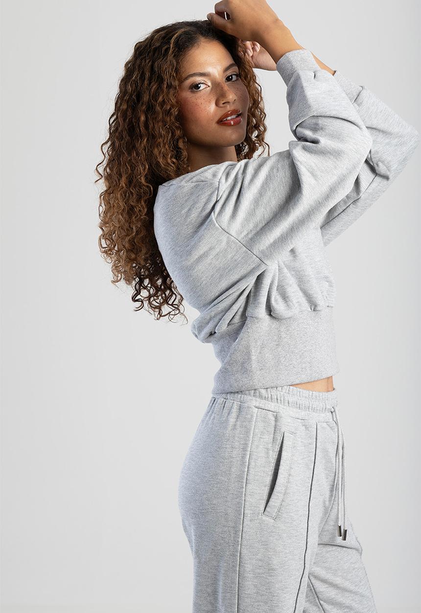 SISSY BOY - Fables: Glitter Fleece Sweat Top - Light Grey Melange