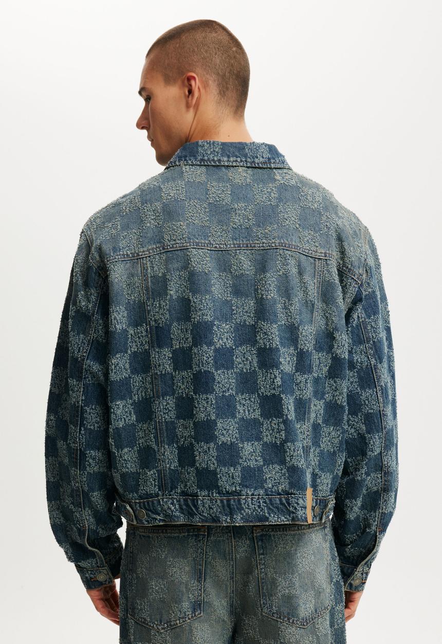 Cotton On - Denim Trucker Jacket - Check Up Blue