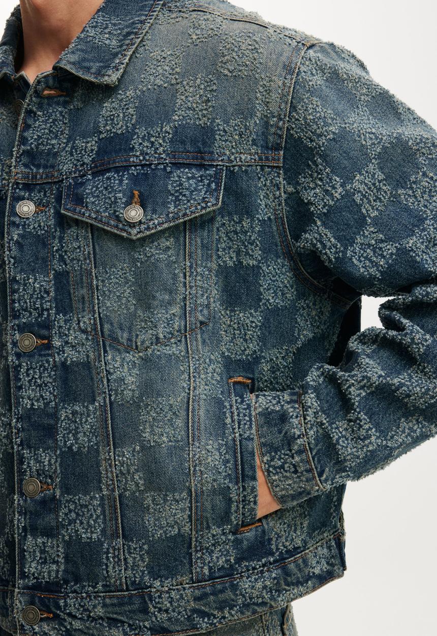 Cotton On - Denim Trucker Jacket - Check Up Blue