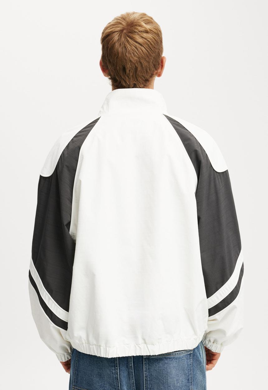 Cotton On - Panelled Racer Jacket - White/Black