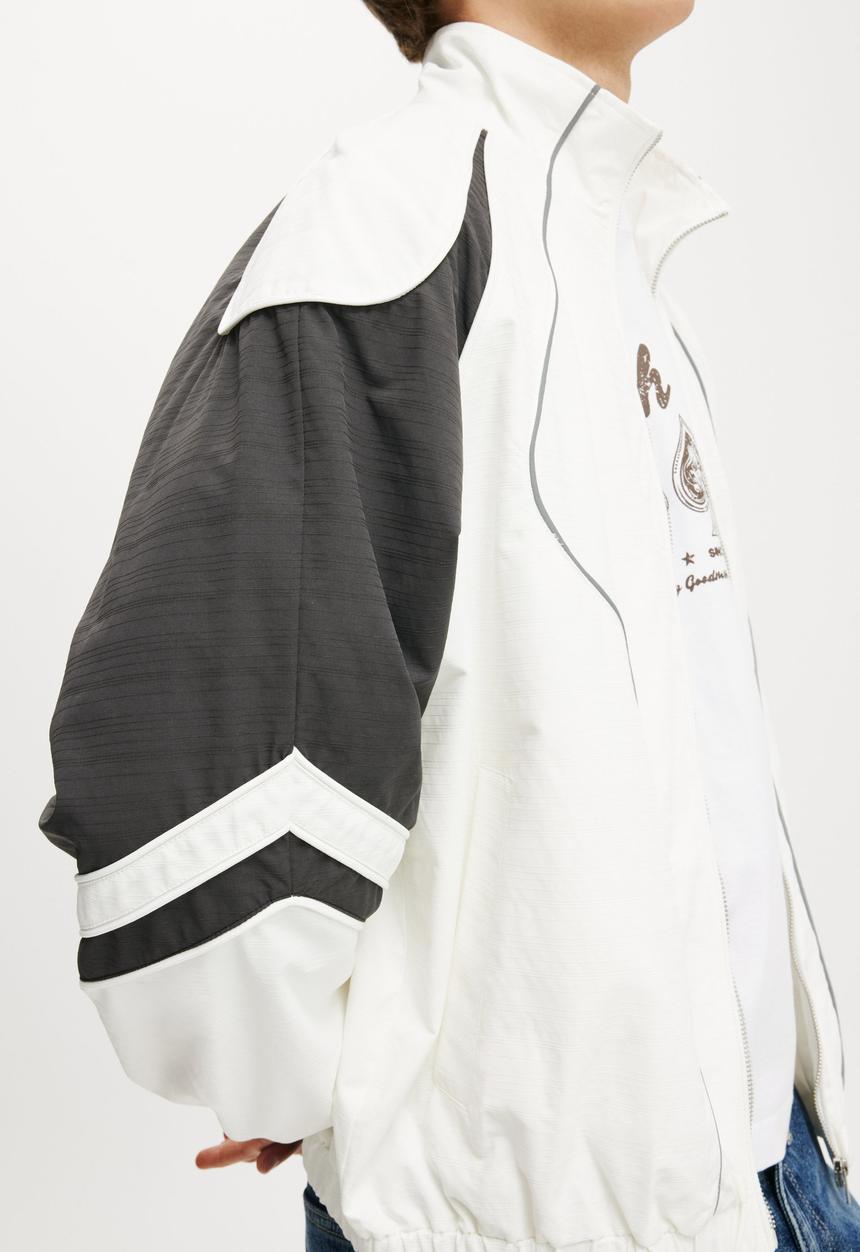Cotton On - Panelled Racer Jacket - White/Black