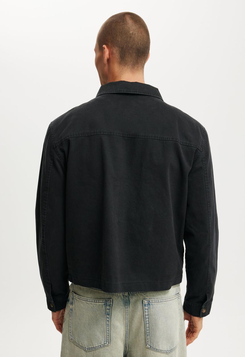 Cotton On - Cropped Harrington Jacket - Washed Black