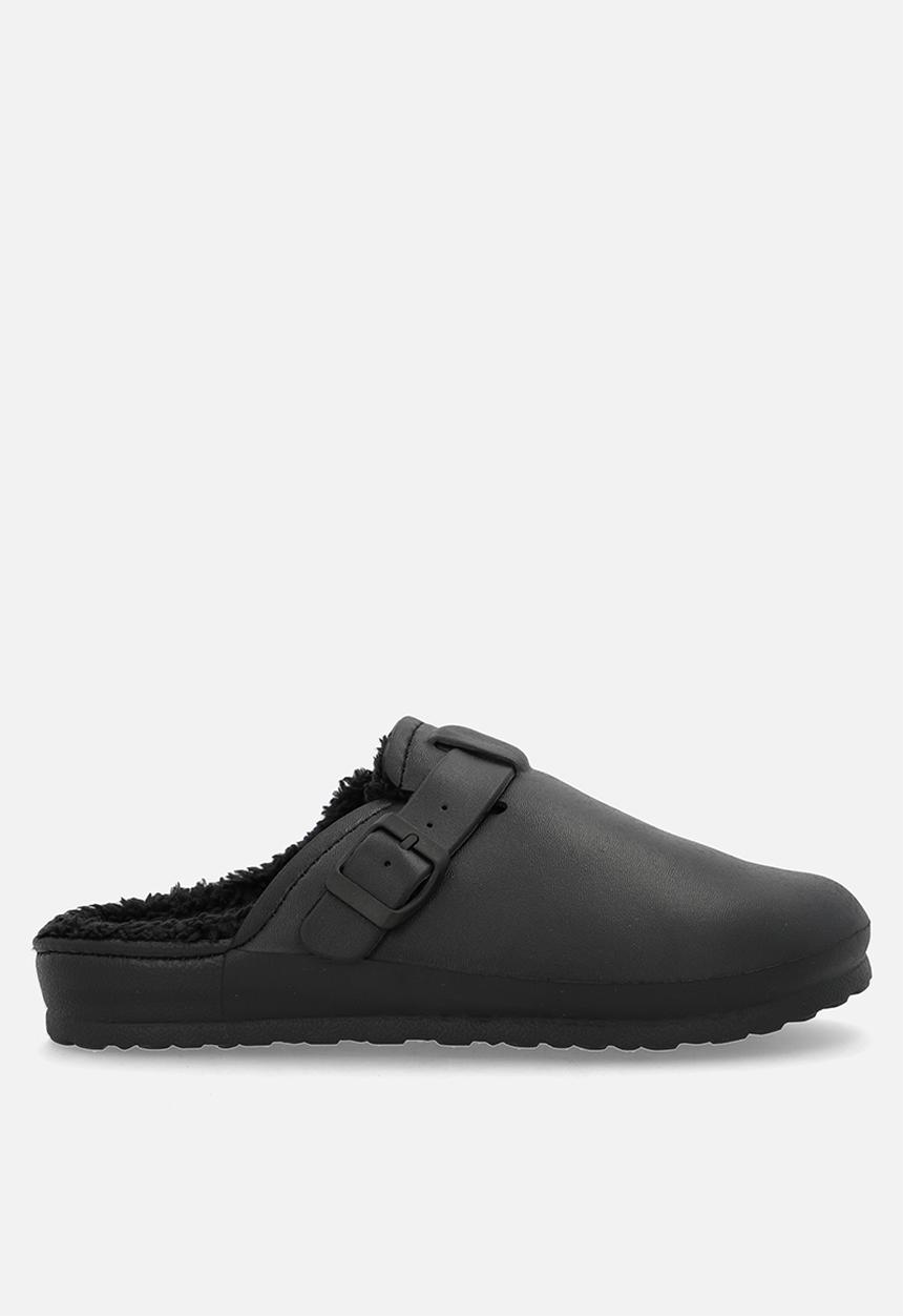 Hush Puppies - Soft desi fur mule - black
