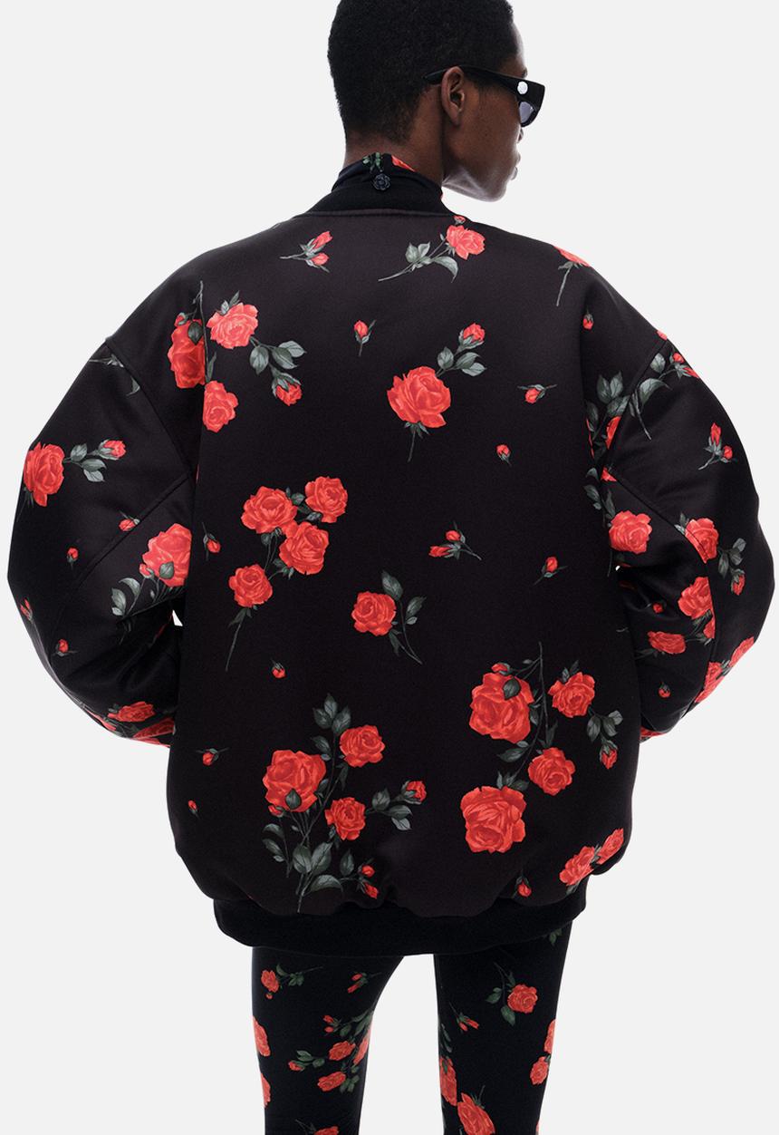 H&M - Magda Butrym H&M: Oversized reversible bomber jacket - black roses