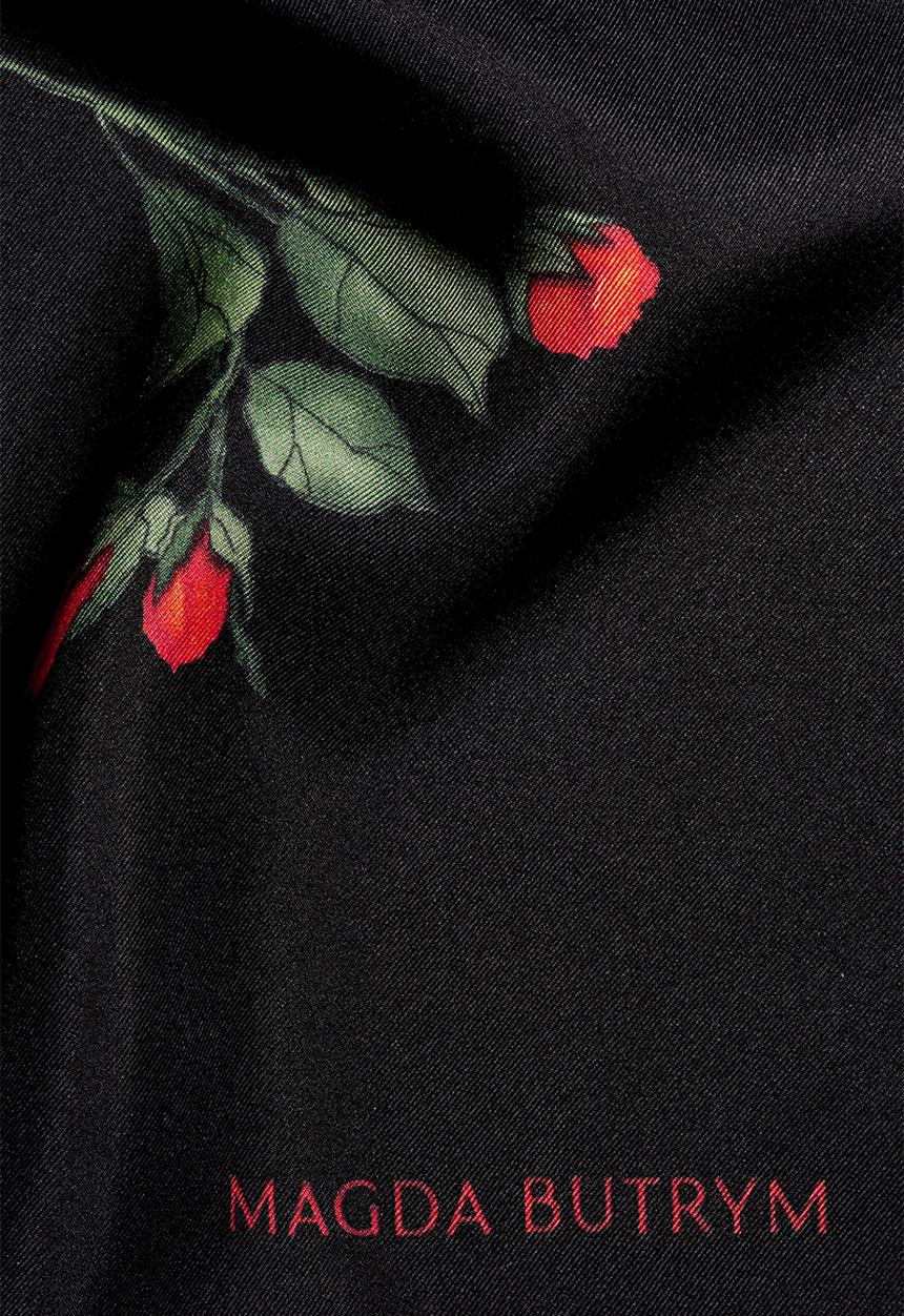 H&M - Magda Butrym H&M: Printed silk scarf - black roses
