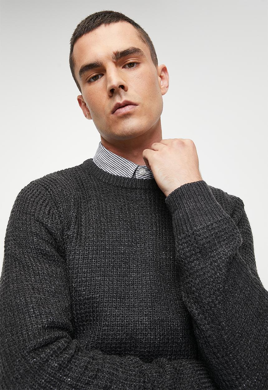 Brave Soul - Knitwear - Dark Charcoal Marl