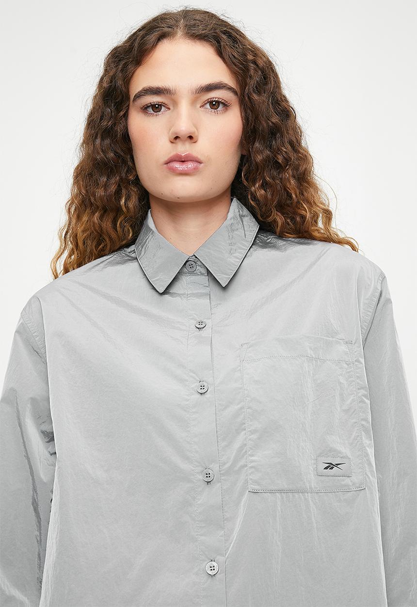 Reebok - Studio Style Button Down Shirt-Metallic Silver