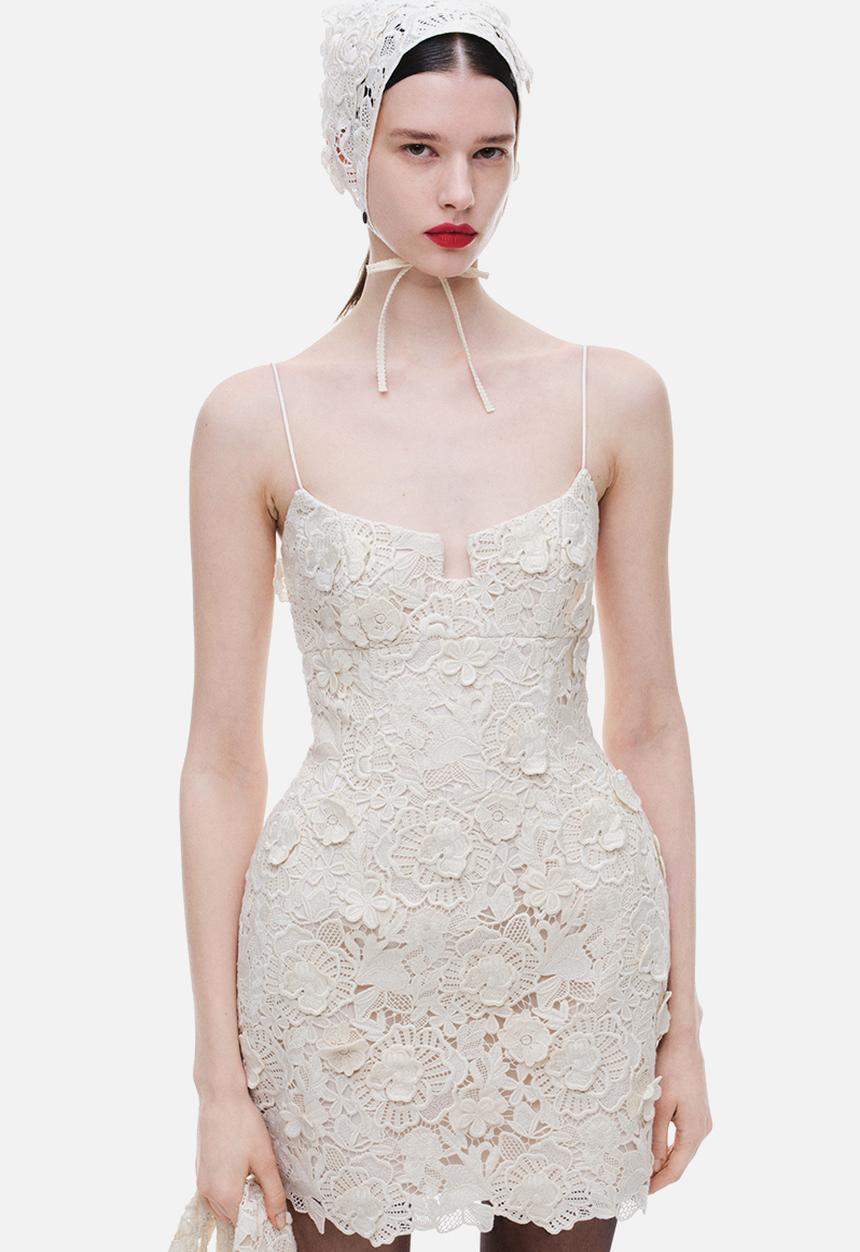 magda butrym lace dress Magda Butrym Lace-trimmed Gathered Silk Mini Dress - Women - Cream Dresses