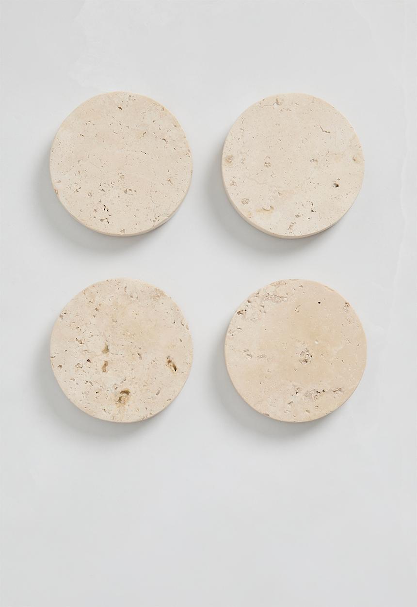 Sixth Floor - Travertine coaster set of 4 - Natural