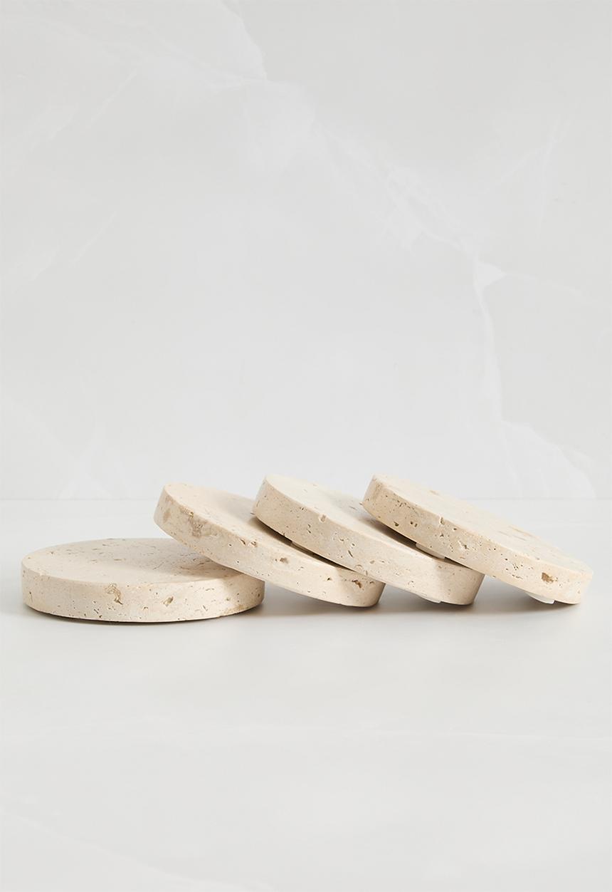 Sixth Floor - Travertine coaster set of 4 - Natural