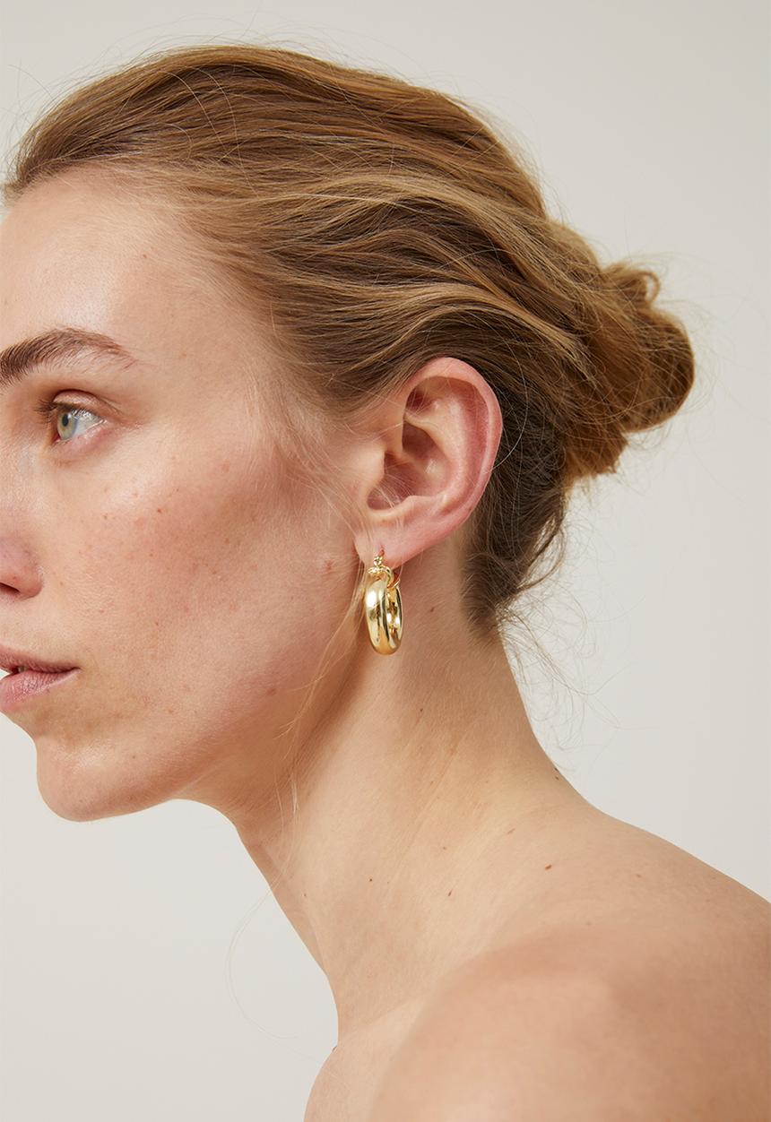 Rubi - Large hoop earring- gold plated tube