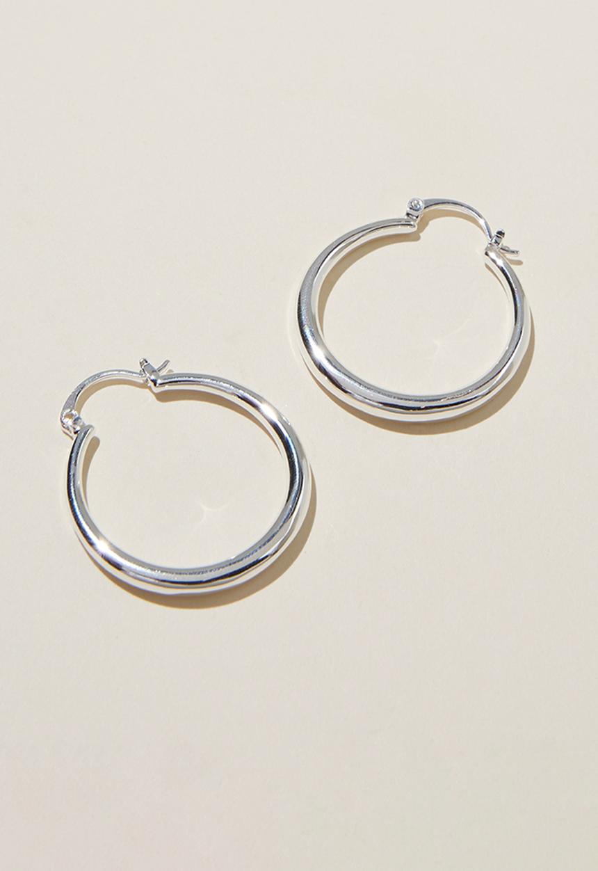 Rubi - Large hoop earring- sterling silver plated tubular